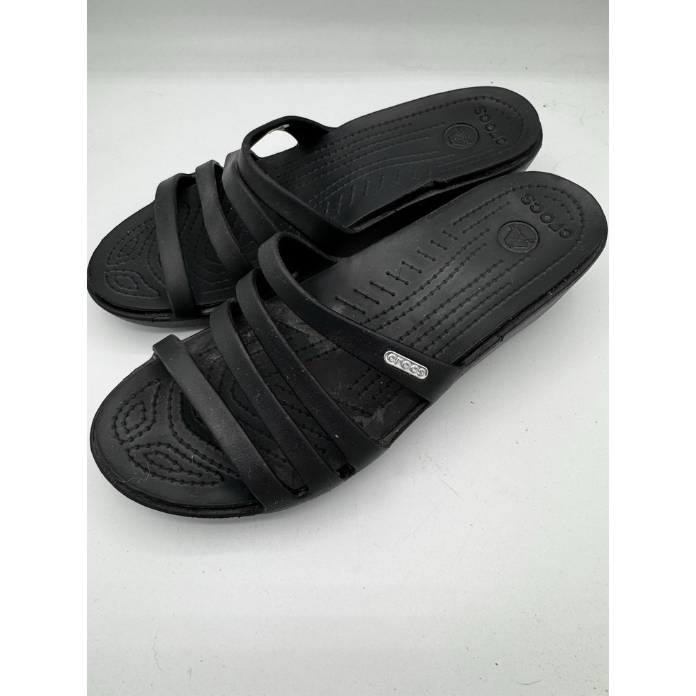 CROC'S RHONDA Black SIZE 11 WOMANS Wedge Sandal - EXCELLENT CONDITION SB19